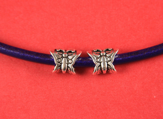 RS0077>>MADE in EUROPE 2 zamak butterfly sliders, 5mm hole zamak butterfly sliders, 5mm round butterlfy beads,  (ng1737) qty2