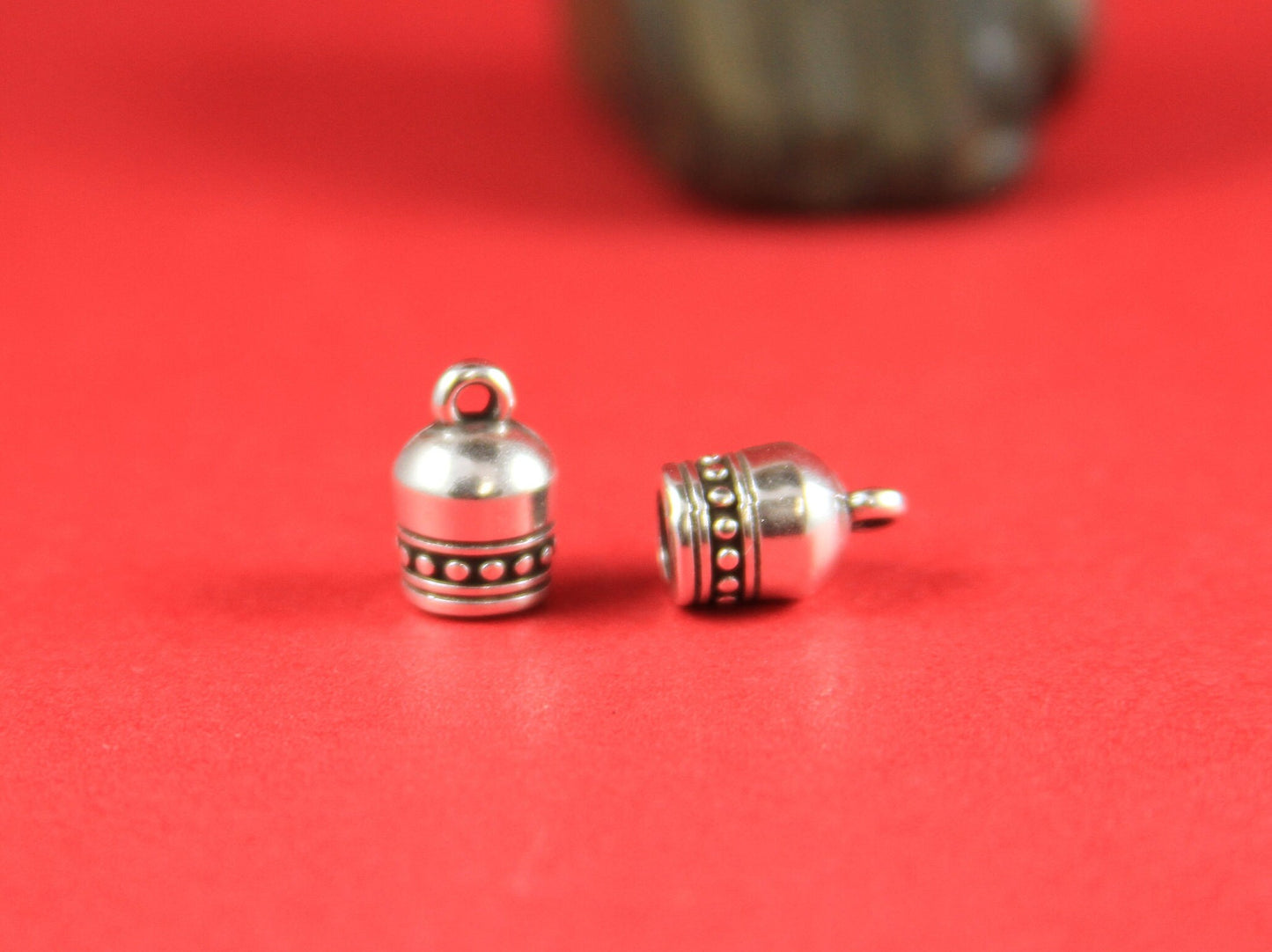 6/7 MADE in EUROPE 2 zamak cord end caps, 5mm round cord ends, round cord end caps, silver cord end caps (PF11410) Qty2
