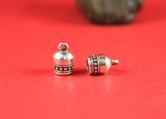 6/7 MADE in EUROPE 2 zamak cord end caps, 5mm round cord ends, round cord end caps, silver cord end caps (PF11410) Qty2