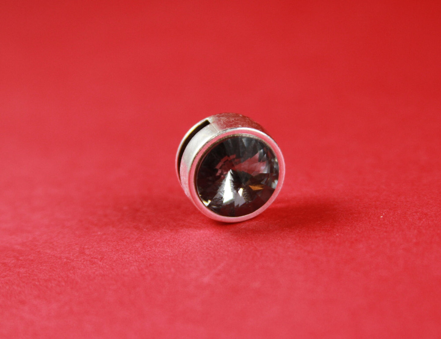 FS0163>>MADE in EUROPE zamak slider with Swarovski crystal, 10mm leather cord  sliders, zamak sliders Qty1