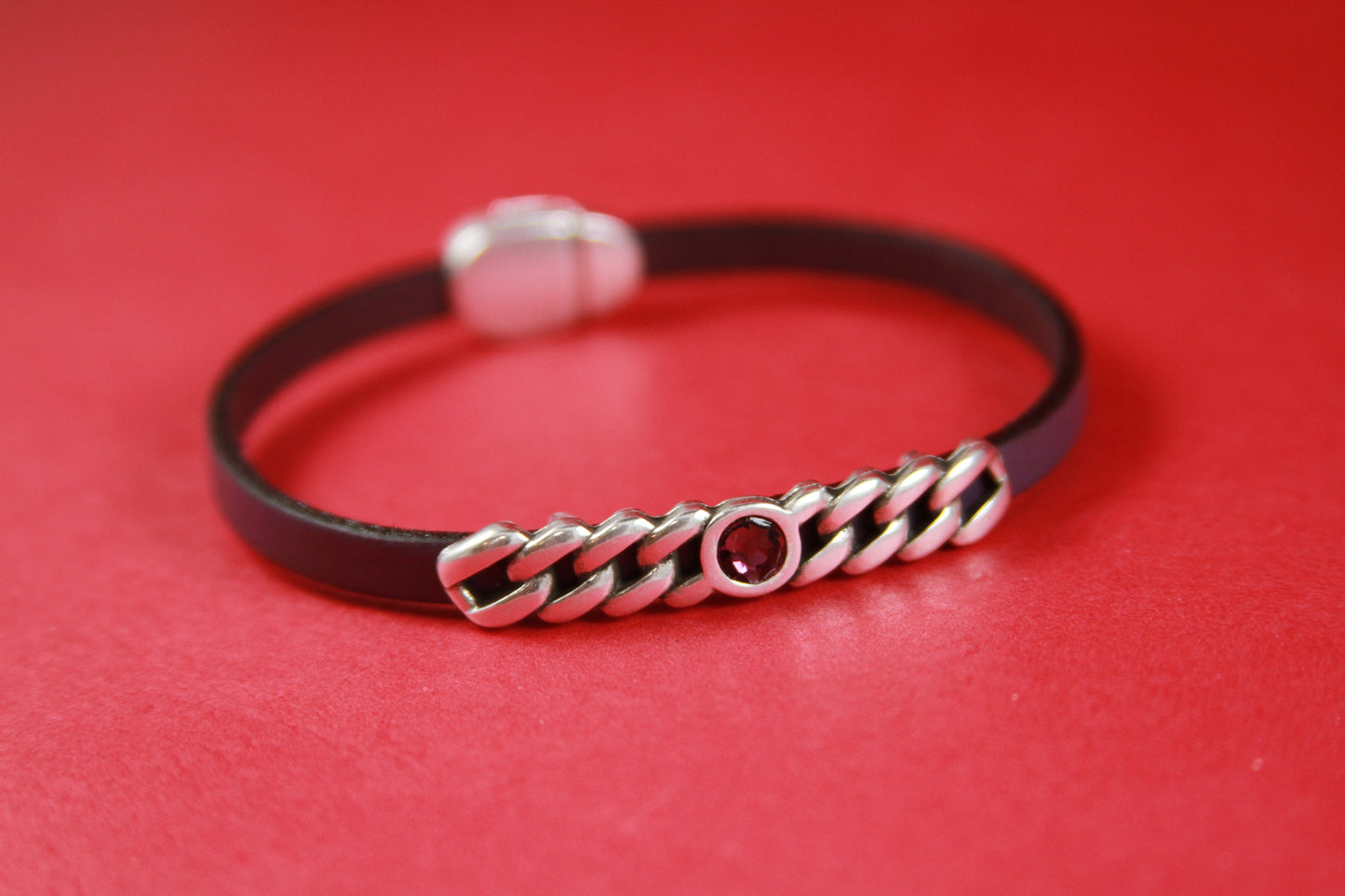 FS0243>>MADE in EUROPE zamak chain slider with Swarovski crystal, flat 5mm cord slider with Swarovski crystal, Qty1