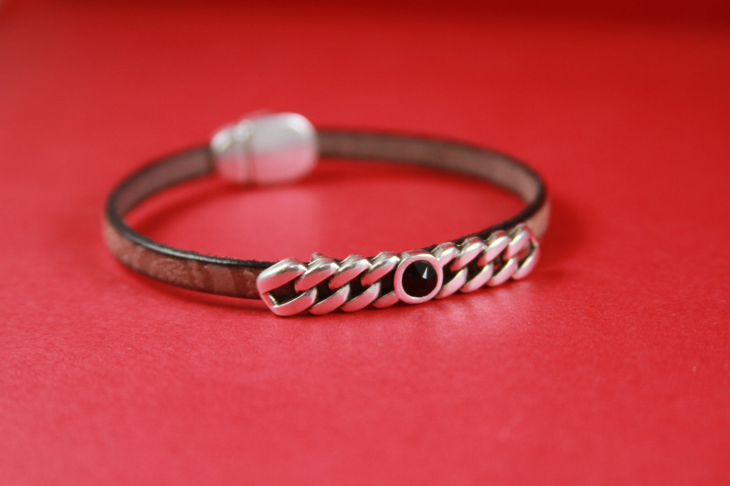 FS0243>>MADE in EUROPE zamak chain slider with Swarovski crystal, flat 5mm cord slider with Swarovski crystal, Qty1
