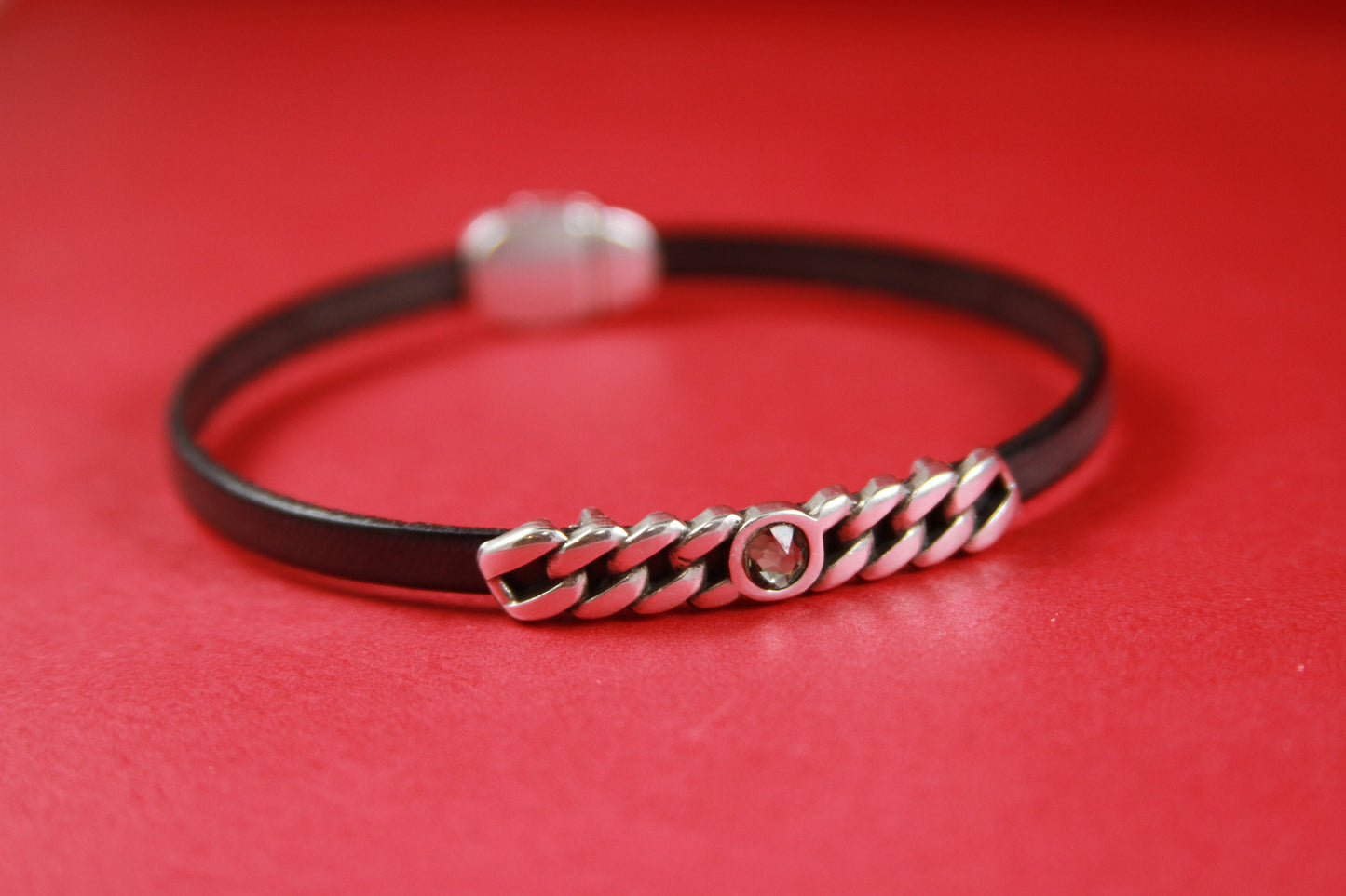FS0243>>MADE in EUROPE zamak chain slider with Swarovski crystal, flat 5mm cord slider with Swarovski crystal, Qty1