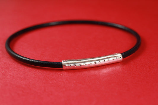 RS0075>>MADE IN EUROPE 2 zamak tube connectors, stitched zamak tube-connector, round cord connector, 3mm leather cord connector Qty2