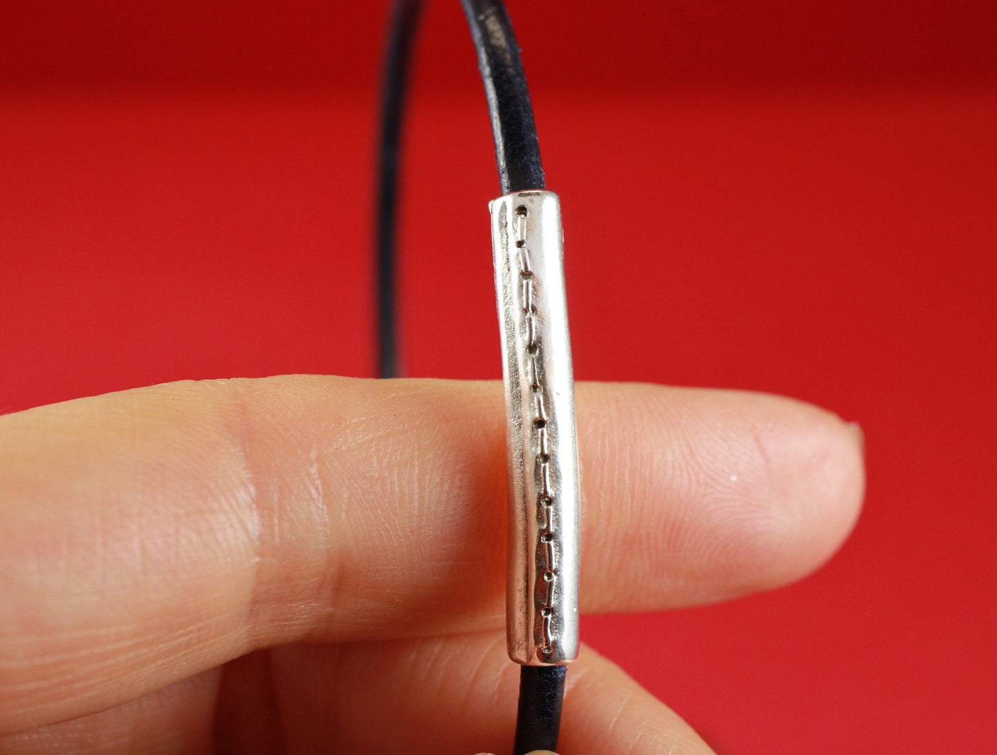 RS0075>>MADE IN EUROPE 2 zamak tube connectors, stitched zamak tube-connector, round cord connector, 3mm leather cord connector Qty2