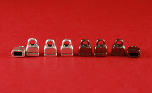6/3 MADE IN EUROPE 4 cord ends, leather cord ends, leather cord end caps, flat leather cord clasp, 5mm flat cord ends, (X21)Qty4