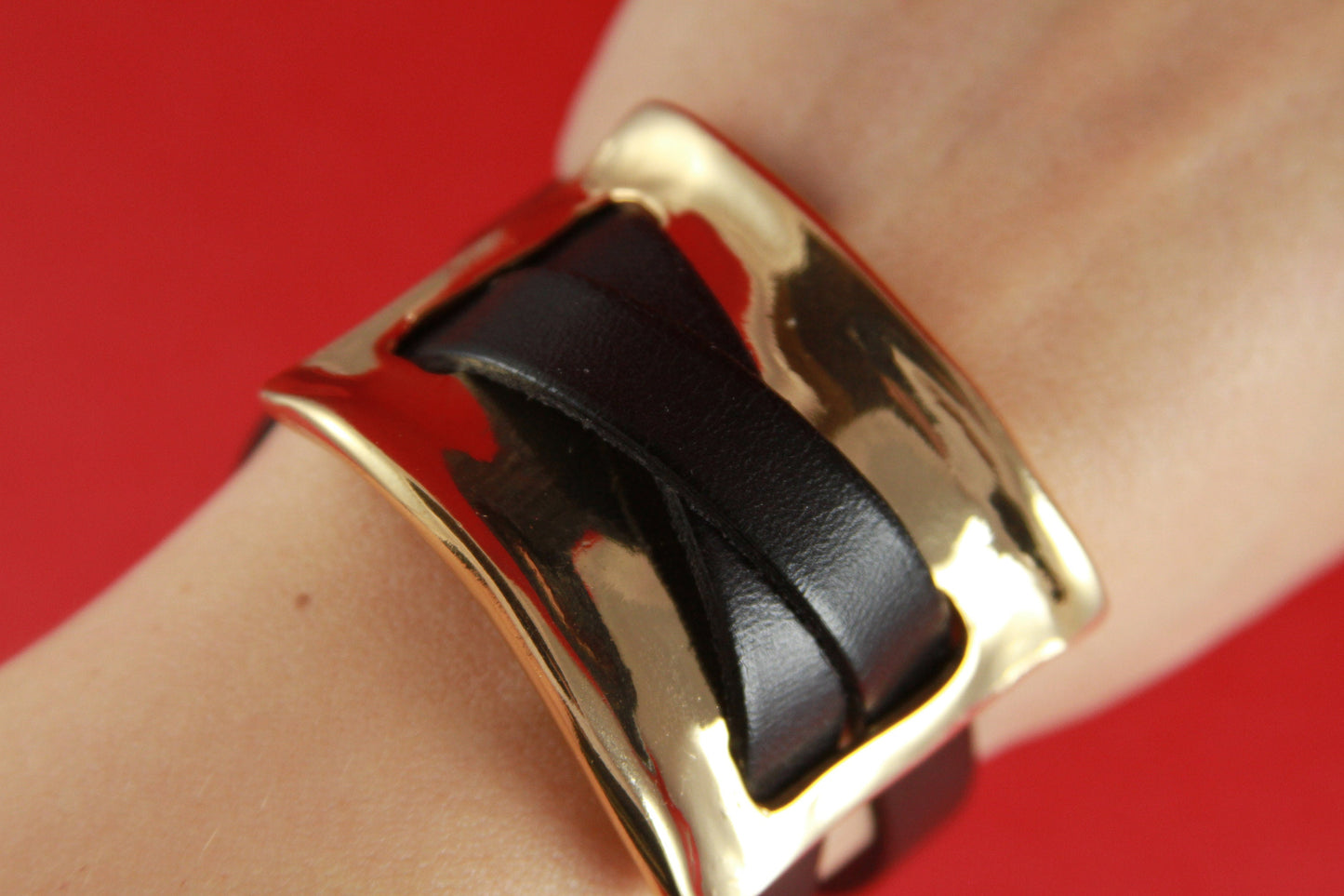 B0031>>MADE IN EUROPE zamak shiny gold half bracelet, zamak wide slider, heavy duty 20mm connector, zamak connector (7411/20G) Qty1