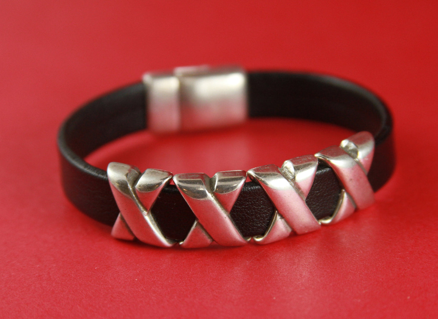 FS0142>>MADE in EUROPE 4 zamak X sliders, 10mm flat cord sliders, 10mm leather cord X sliders, zamak sliders Qty4