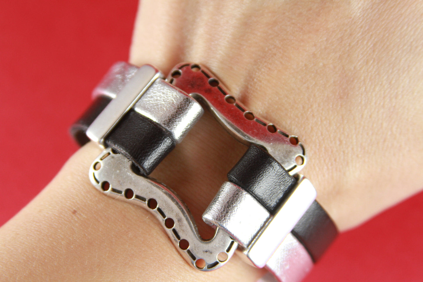 C0055>>MADE in EUROPE zamak large square connector, 20mm cord connector, flat leather cord connector Qty1