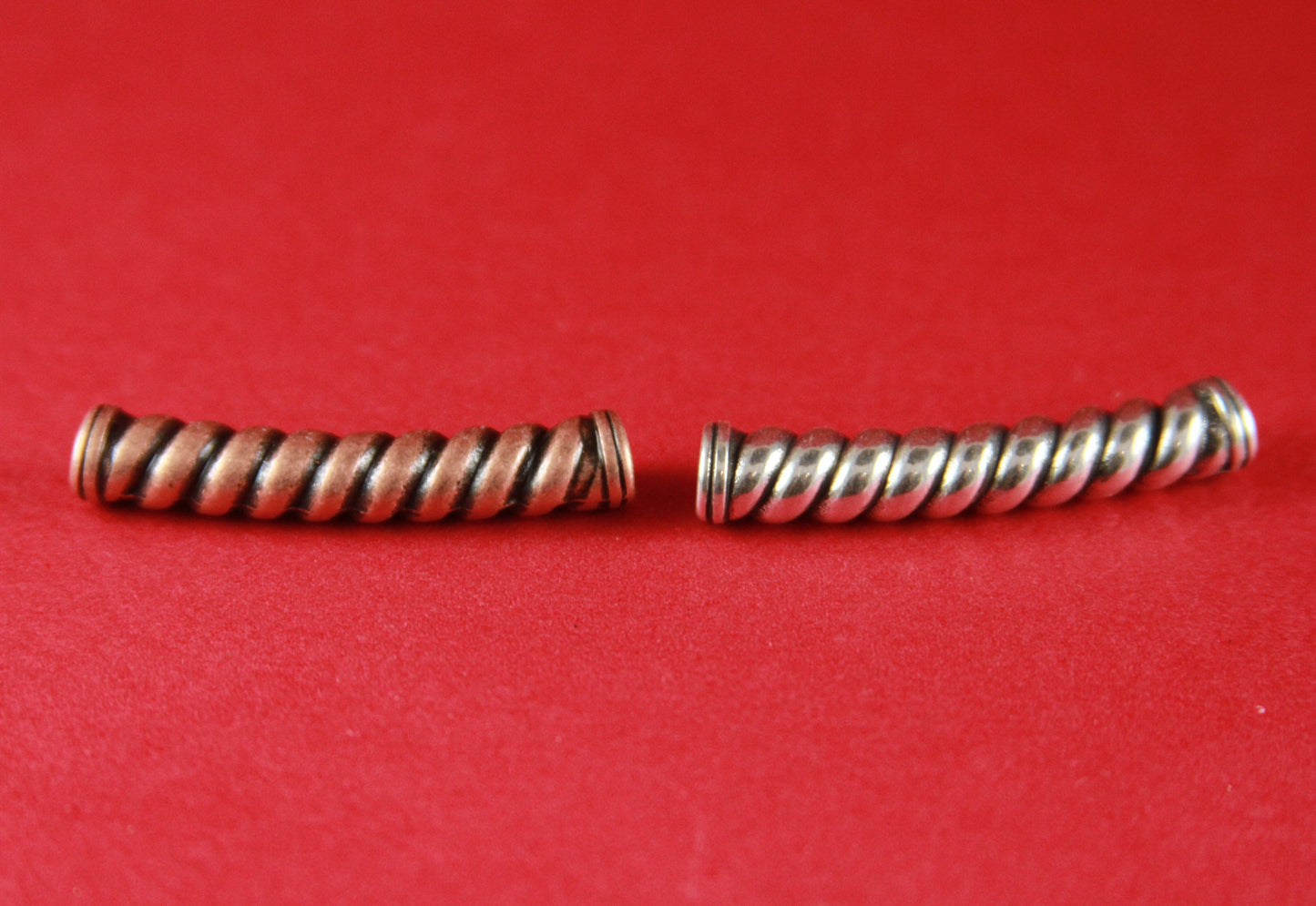 RS0089>>MADE IN EUROPE 2 zamak 4mm cord connectors, zamak spiraled connector tube for 4mm round cord  Qty2