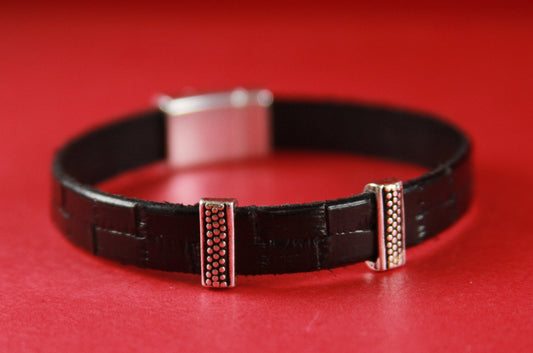 FS0559>>MADE in EUROPE 4 pewter beaded sliders, 10mm flat cord crimp sliders, 10mm leather cord sliders, pewter sliders Qty4