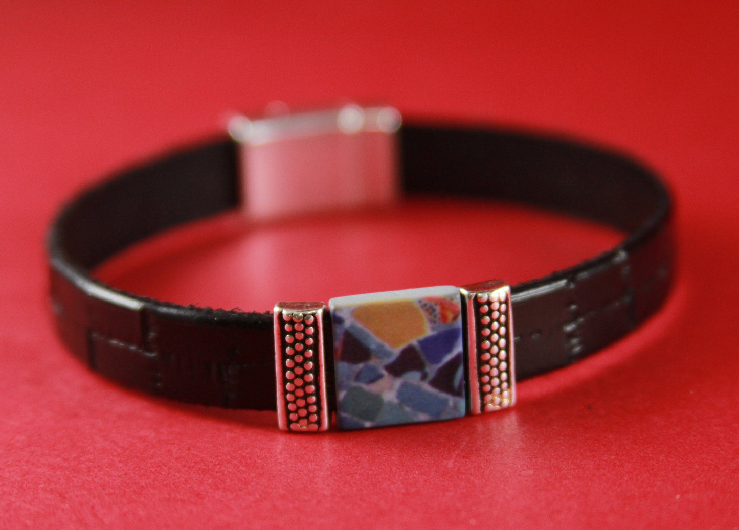 FS0205>>MADE in EUROPE 4 zamak beaded sliders, 10mm flat cord slider bars, 10mm leather cord  sliders, zamak sliders (F727) Qty4