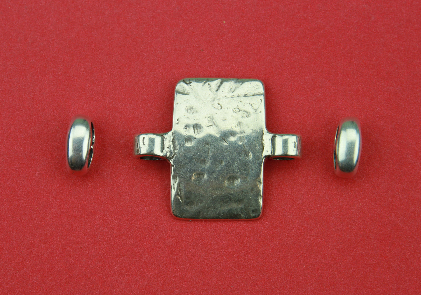 C0082>>MADE in EUROPE zamak connector +2 separators, two-hole connector, round cord connector, silver zamak connector Qty1set