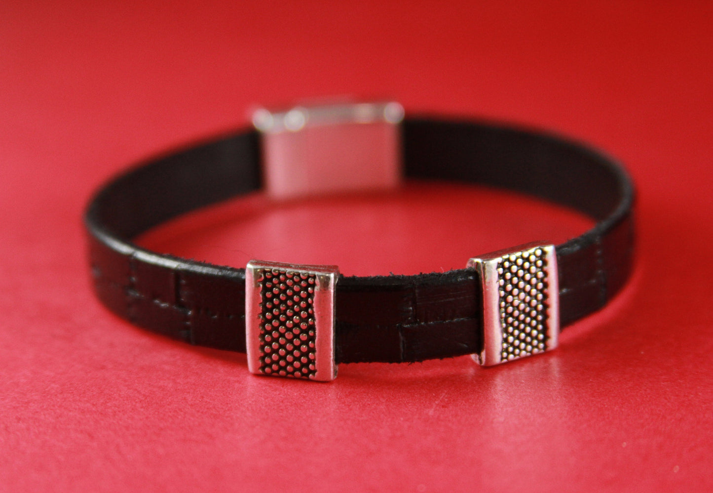FS0264>>MADE in EUROPE 2 zamak beaded sliders, 10mm flat cord sliders, 10mm leather cord  sliders, zamak sliders Qty2