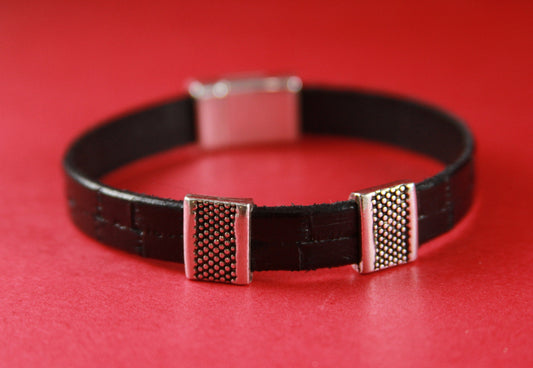FS0264>>MADE in EUROPE 2 zamak beaded sliders, 10mm flat cord sliders, 10mm leather cord  sliders, zamak sliders Qty2