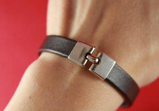 FC0186>>MADE in EUROPE zamak hook clasp, 10mm flat cord clasp, silver hook clasp (CR48) Qty1