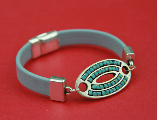 C0078>>MADE in EUROPE zamak connector, bracelet connector,  silver connector with light blue strass(77506/35) Qty1