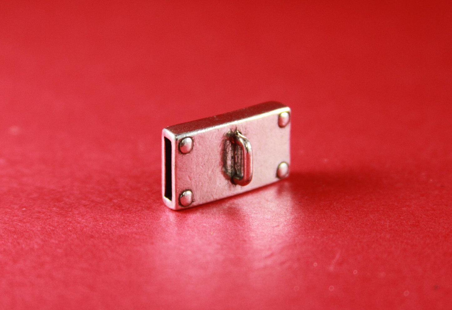 FS0046>>MADE in EUROPE  zamak flat cord slider with hanging ring, charm holder, 10mm flat cord slider with hanging ring (F932/10) Qty1