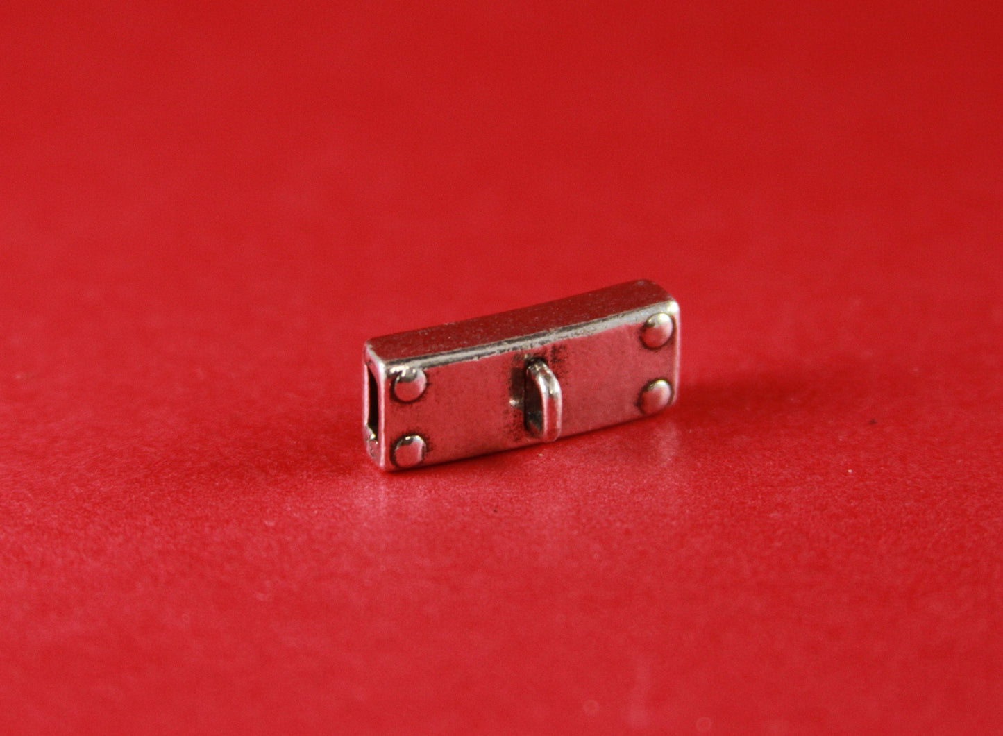 FS0039>>MADE in EUROPE zamak slider with charm holder ring, 5mm flat cord slider with hanging ring, Qty 1
