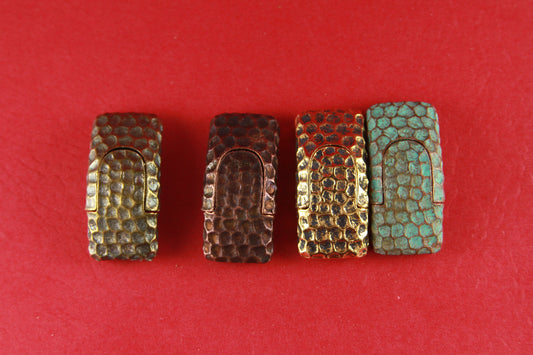 FC0191>> MADE IN EUROPE zamak magnetic clasp, flat cord clasp, 10mm hammered clasp, strong clasp,  (XM6031) qty 1