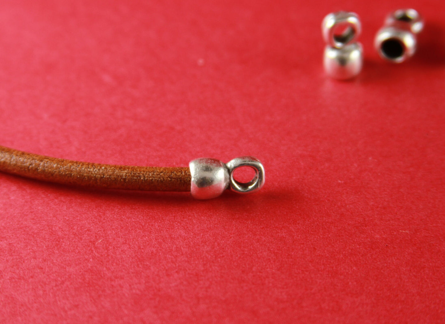 6/7 MADE IN EUROPE zamak 4 cord end caps, 4mm round leather cord ends, bracelet cord ends (X718) Qty4