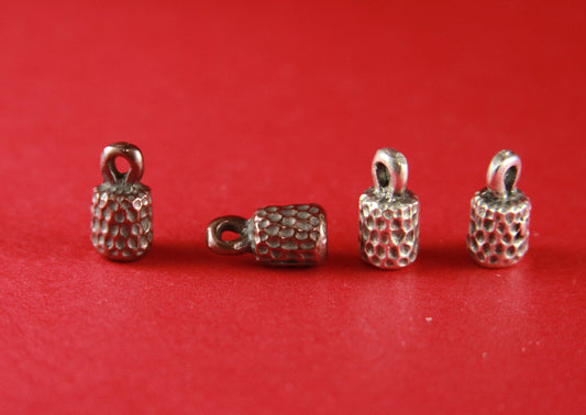 6/1 MADE IN EUROPE 4 cord ends, 4mm round leather cord ends, bracelet cord ends (X5859) Qty4