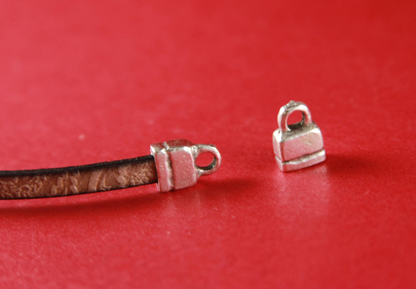 6/3 MADE IN EUROPE 4 cord ends, leather cord ends, leather cord end caps, flat leather cord clasp, 5mm flat cord ends, (X21)Qty4
