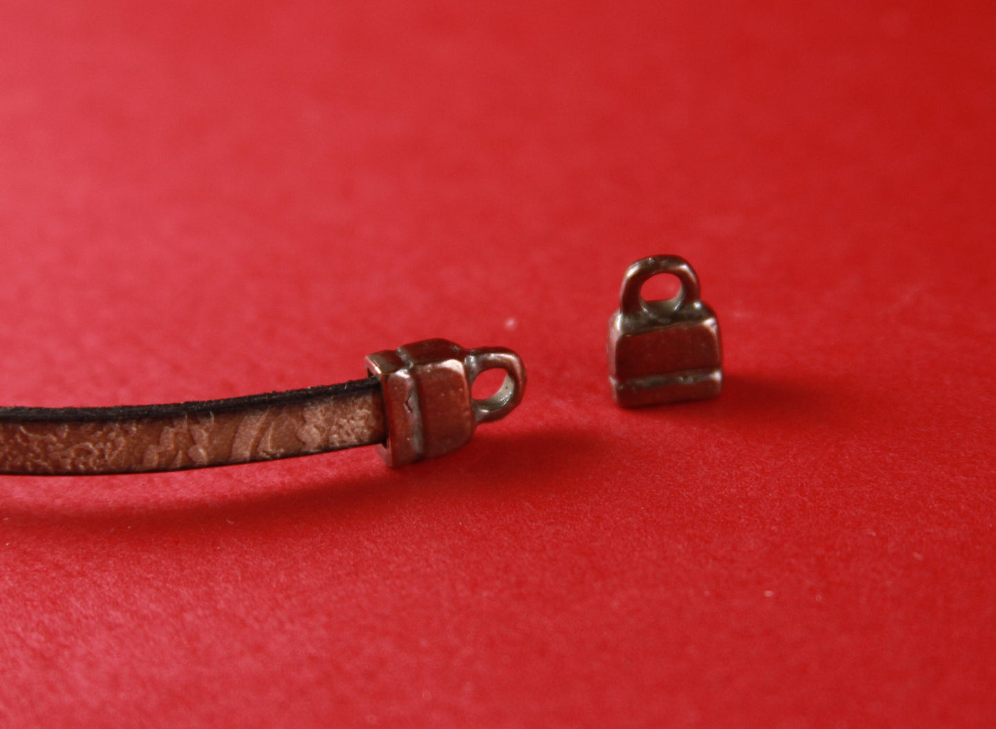 6/3 MADE IN EUROPE 4 cord ends, leather cord ends, leather cord end caps, flat leather cord clasp, 5mm flat cord ends, (X21)Qty4