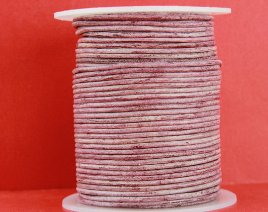 MADE IN EUROPE 6 feet 2mm leather cord, 2mm distressed bordeaux leather cord, 2mm round vintage bordeaux leather cord, (SER2VBO)