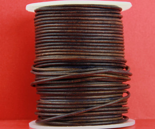 MADE IN EUROPE 6 feet 2mm leather cord, 2mm vintage purple leather cord, 2mm round distressed purple leather cord, (SER2VP)