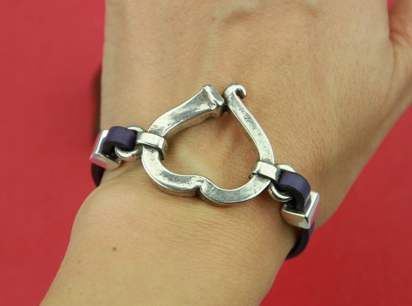 C0117>>MADE in EUROPE zamak heart connector, silver heart connector, bracelet zamak connector, large heart connector Qty1