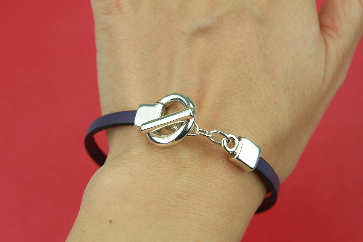 FC0147>>MADE in EUROPE zamak flat toggle clasp, 5mm flat toggle clasp, zamak silver clasp, 5mm flat cord clasp (95439) Qty1