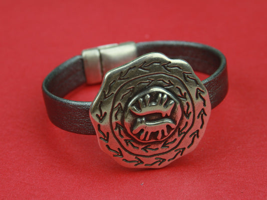 FS0242>> MADE in EUROPE zamak large slider, flat cord slider, 13mm leather cord large round slider  Qty1