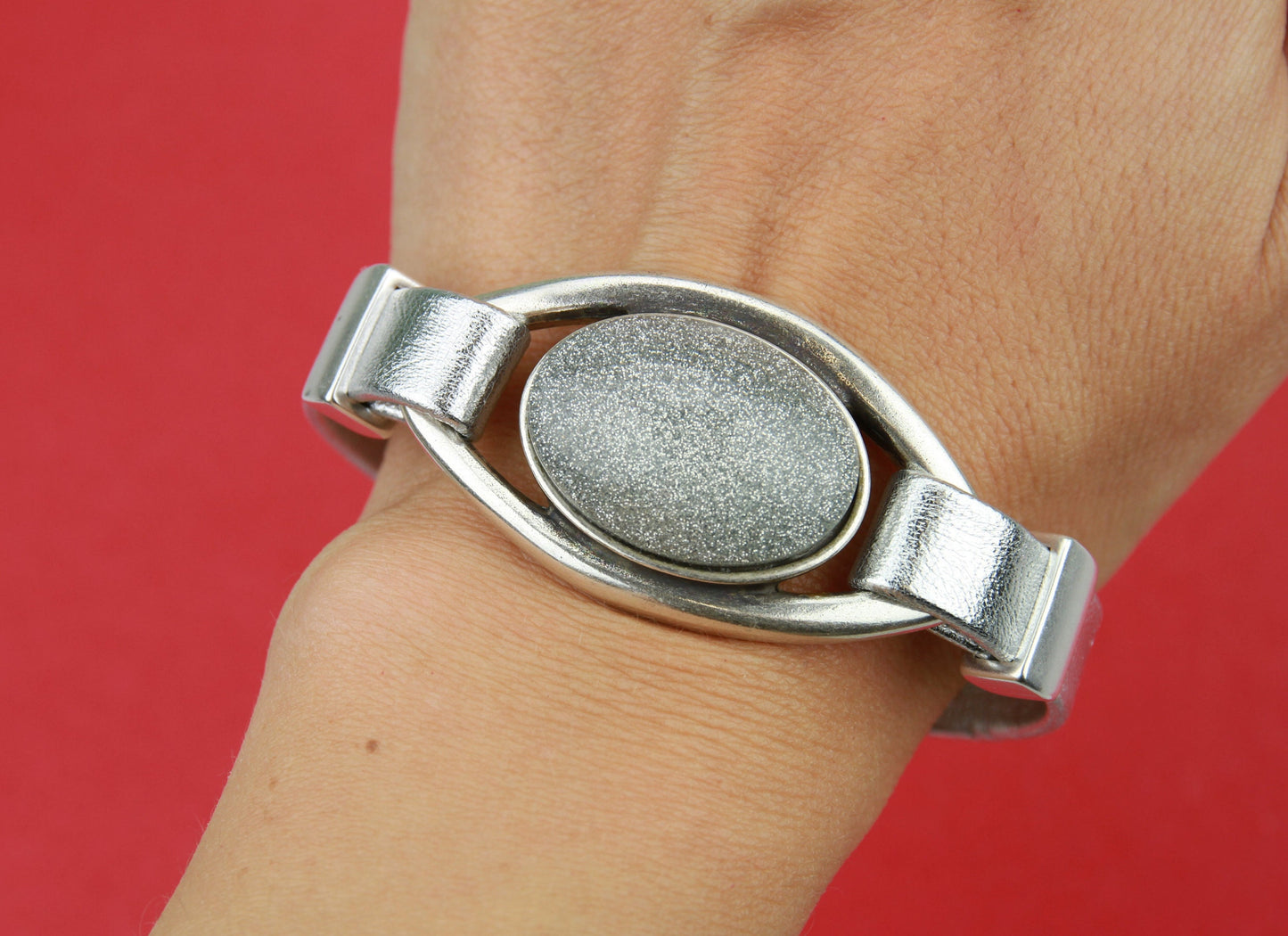 C0089>>MADE in EUROPE zamak connector, zamak cabochon connector, 10mm cord connector, flat 10mm leather cord connector Qty1