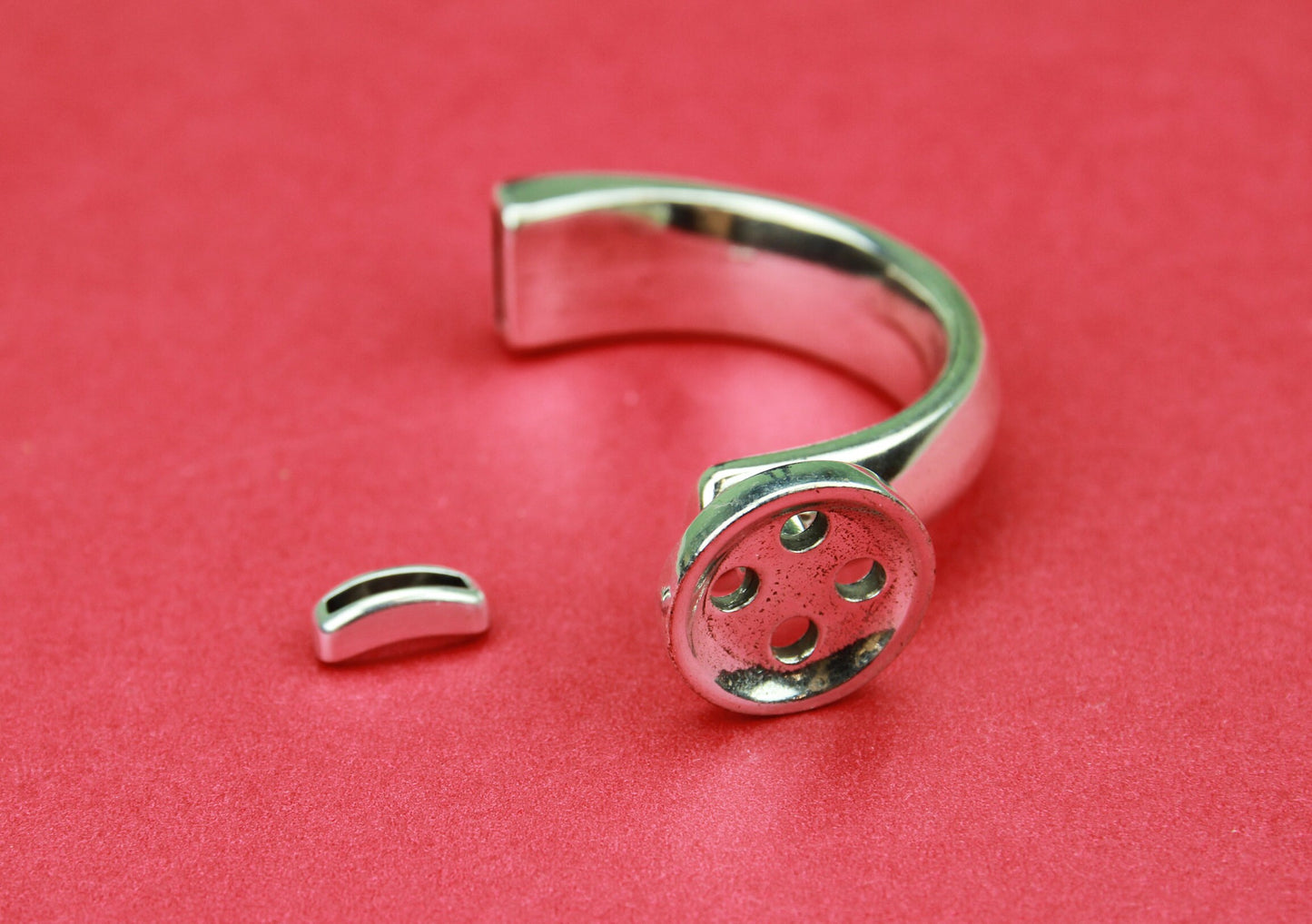 B0047>>MADE in EUROPE zamak button half bracelet+ slider, silver half bracelet, zamak half cuff,  button half bracelet (24382) Qty 1set