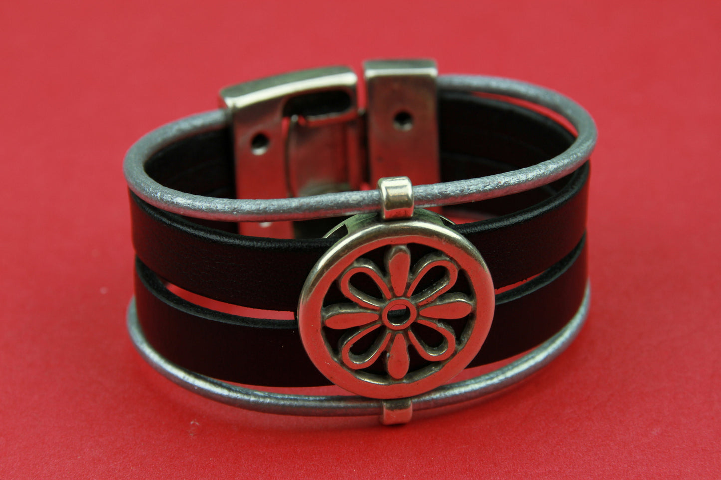 C0074>> MADE in EUROPE zamak flower connector-slider, zamak bracelet component qty1