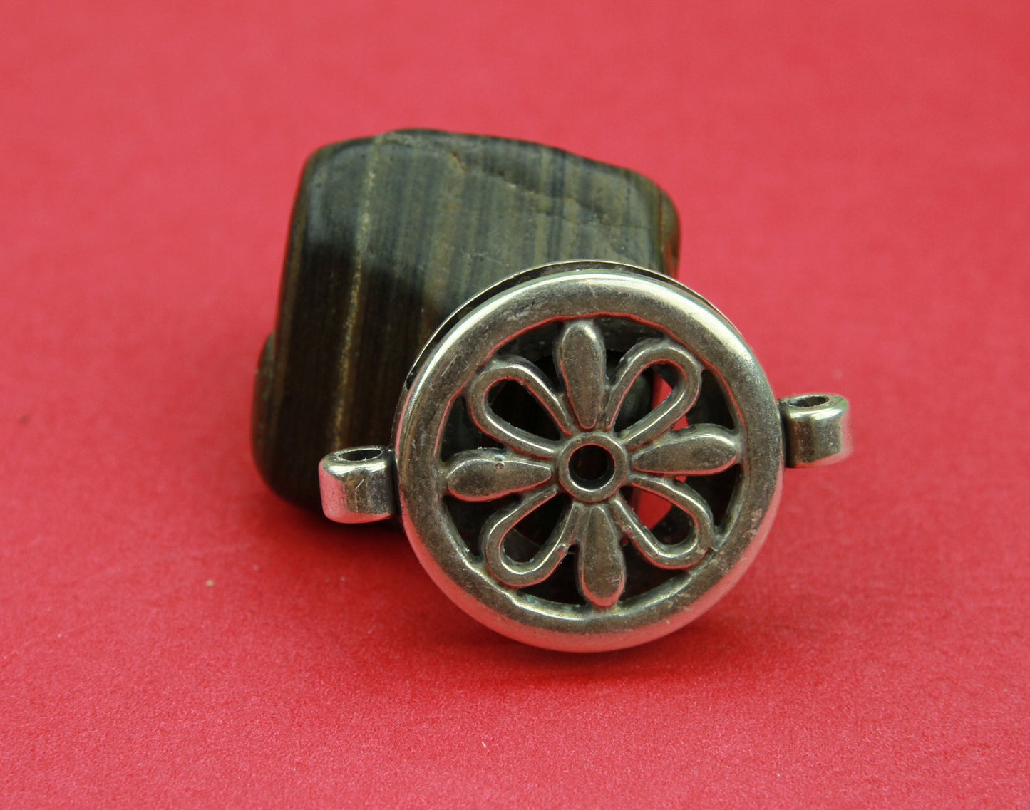 C0074>> MADE in EUROPE zamak flower connector-slider, zamak bracelet component qty1