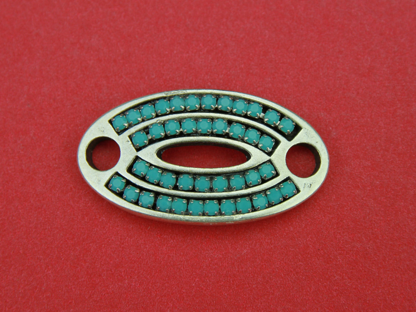 C0078>>MADE in EUROPE zamak connector, bracelet connector,  silver connector with light blue strass(77506/35) Qty1