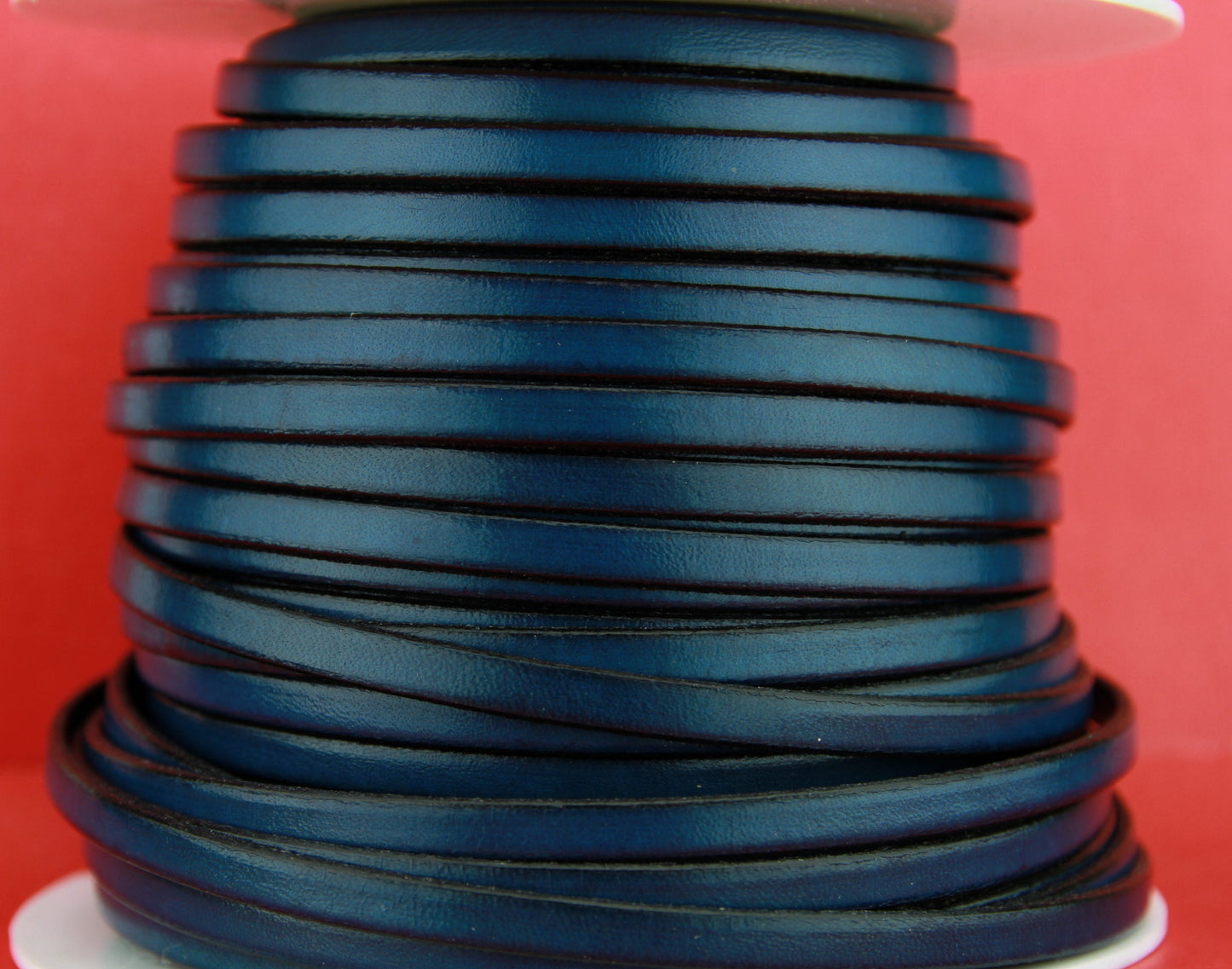 MADE in EUROPE 1 yard of 5mm flat leather cord, genuine leather 5mm strip, dark blue flat leather cord (221/05/14)