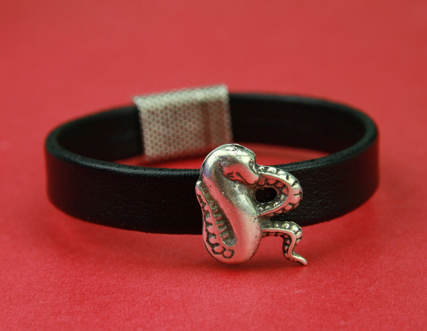 FS0139>>MADE in EUROPE  2 zamak snake sliders, 10mm flat cord snake sliders, 10mm leather cord cobra sliders Qty2