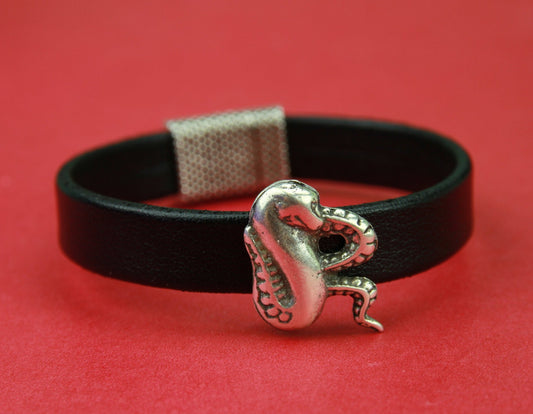FS0139>>MADE in EUROPE  2 zamak snake sliders, 10mm flat cord snake sliders, 10mm leather cord cobra sliders Qty2