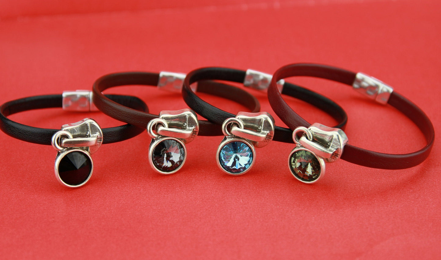 FS0135>>MADE in EUROPE zamak zipper slider with Swarovski crystal for 6mm cord, zamak 6mm cord zipper slider (7252) qty1