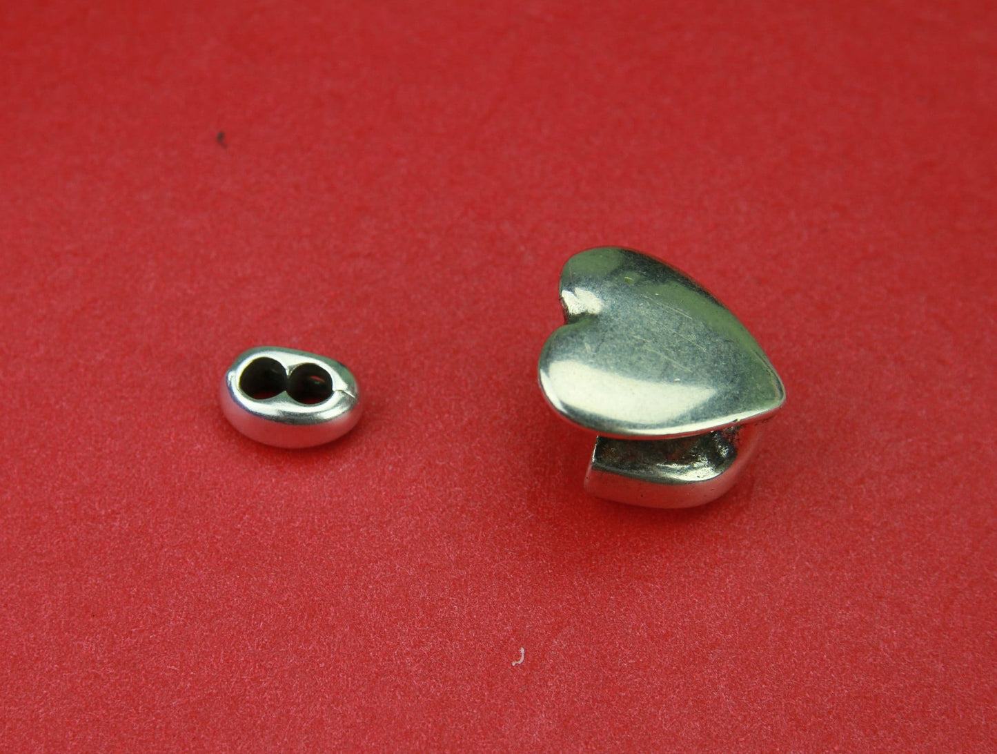 RC0131>>MADE in EUROPE zamak heart hook clasp with slider, 3mm round cord clasp, silver heart hook clasp (6841) Qty1