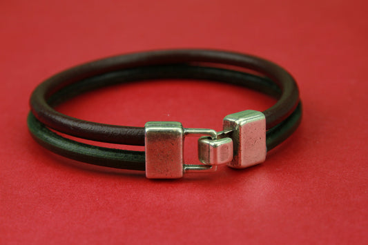 RC0129>>MADE in EUROPE zamak hook clasp, double strand hook clasp, 5mm round cord zamak clasp (6931) Qty1