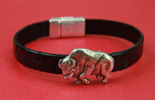 FS0123>> MADE in EUROPE zamak bizon slider, 10mm flat cord buffalo slider, 10mm leather cord sliders  Qty1