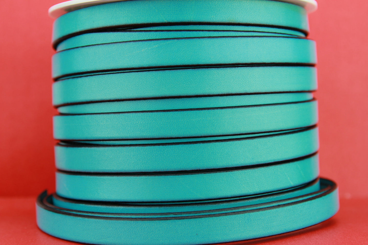 MADE in EUROPE 24" flat leather cord, 10mm turquoise leather cord, genuine leather cord