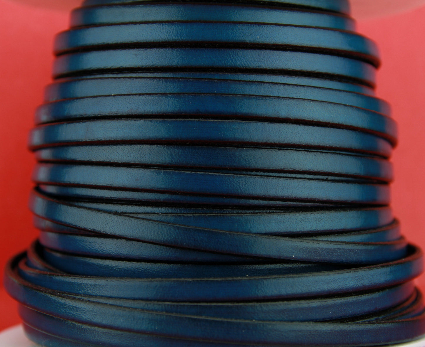 MADE in EUROPE 1 yard of 5mm flat leather cord, genuine leather 5mm strip, dark blue flat leather cord (221/05/14)