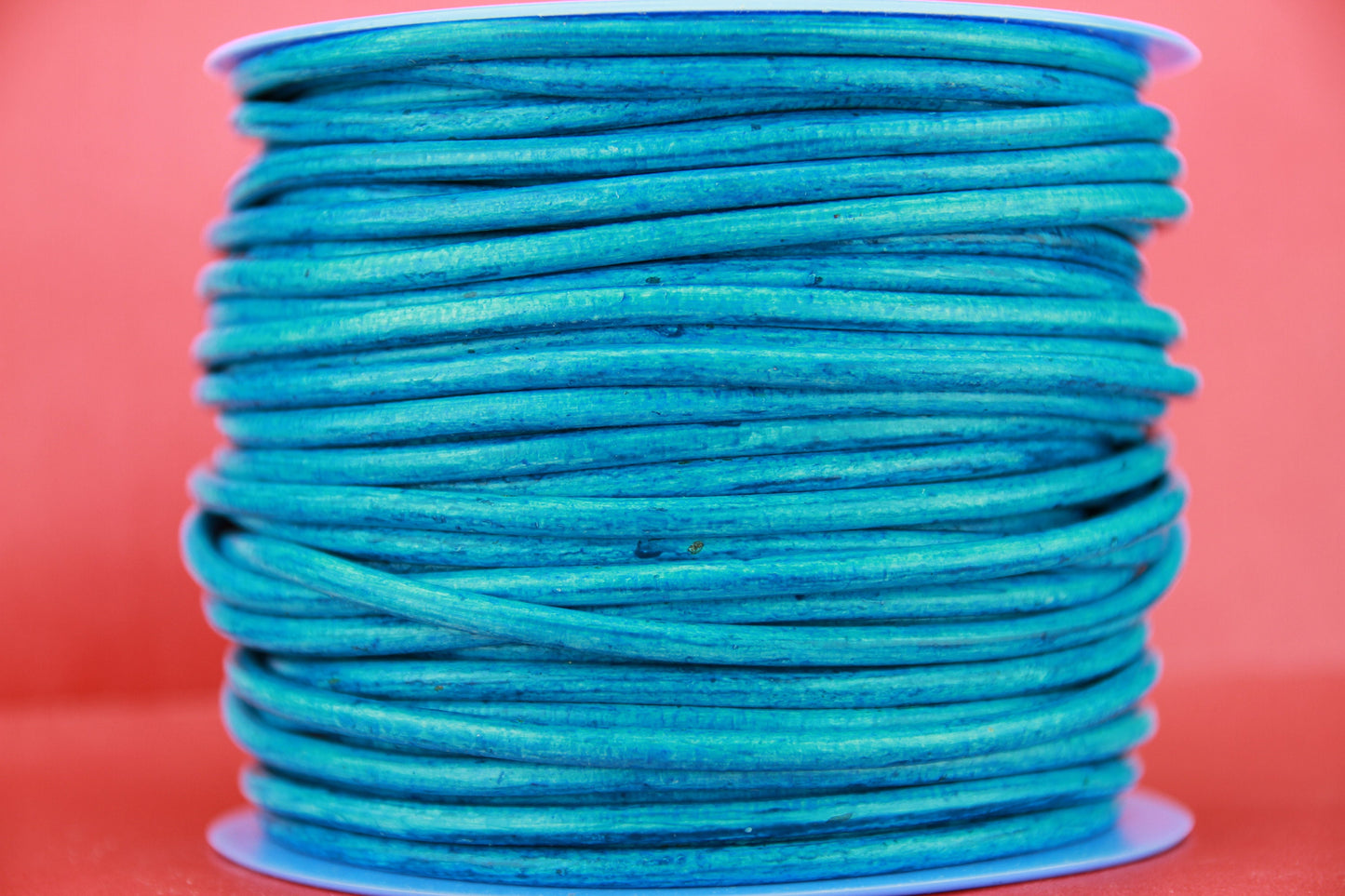 MADE in SPAIN 1 yard turquoise round leather cord, genuine leather cord, jewelry leather cord, distressed leather cord (4MS321)