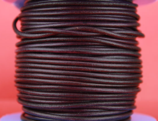 MADE in EUROPE 2 yards of 3mm purple leather cord, 3mm round leather cord, genuine leather cord (3ANILIL)
