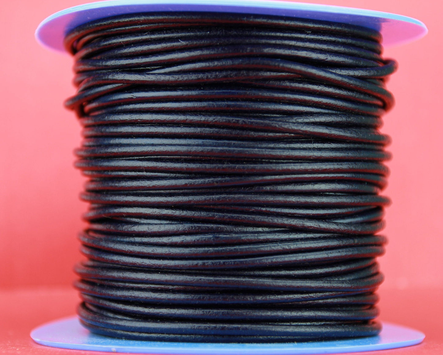 MADE in EUROPE 2 yards of 3mm dark blue leather cord, 3mm round leather cord, genuine navy blue leather cord (3ANIAZUMAR)